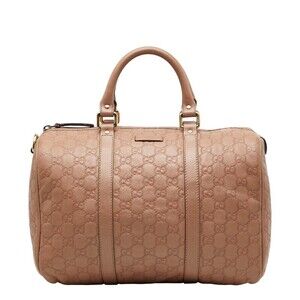 Gucci Guccissima Boston Bag Pink Beige Tan Leather